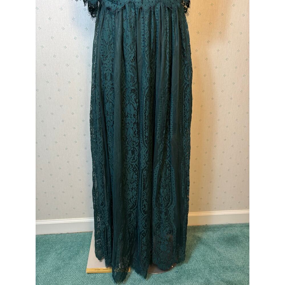 Baltic Born Caroline Lace Maxi Dress XL Emerald Off the Shoulder Cottagecore - Picture 7 of 12